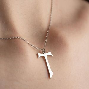 Collana con Croce <span class=keywords><strong>Tau</strong></span> di Alta Qualità in Acciaio Inossidabile 316L, Gioielli Religiosi Ispirati a San Francesco, Ciondolo Cristiano Minimalista - Product Image 1