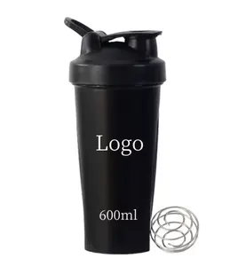 BSBH grosir botol Protein Label pribadi OEM botol pengocok minuman hitam GYM bebas BPA untuk kebugaran luar ruangan