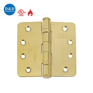 UL Listed 4 Inch Fire Proof Polish Brass Glod Door Butt Hinge Stainless Steel Hardware