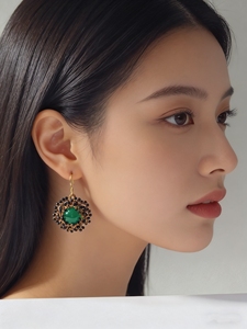 Orecchini da donna Hisera floreali vintage di tendenza, orecchini a cerchio geometrici esagerati di lusso con zirconi, fatti a mano e intrecciati - Product Image 4