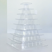 Support de présentation en plastique PET jetable à 9 niveaux pour macarons, sandwichs, chewing-gum, fête, assemblé en couches