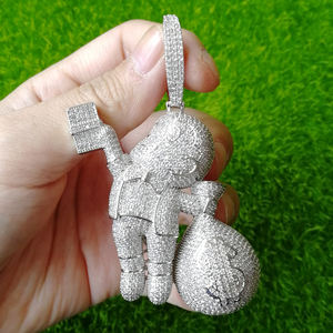 CN199 Kleine Messing CZ Steine Halskette Hip Hop Anhänger Schmuck Bling Bling Iced Out - Product Image 6