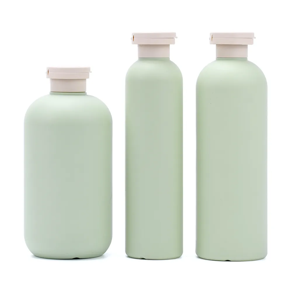 Embalaje personalizado 200ml 300ml 400ml 500ml HDPE botellas de champú de detergente para ropa de plástico verde