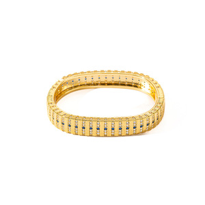 Bracelet en diamant or et argent avec pierres latérales en saphir, empilable, bijoux unisexes, cadeau - Product Image 5