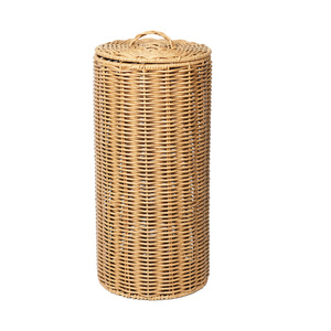 Cesta De Rattan De Plástico Tecido Artesanal Sobre Rodas Cesta De Lavandaria De Vime