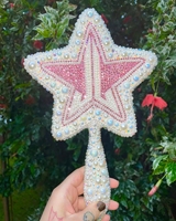 Miroir de poche de luxe fait main avec strass en forme d'étoile, miroir de maquillage en cristal mignon en forme d'ours, miroir de vanité portable scintillant pour cadeau de fille