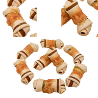Friandises à mâcher pour chiens, bicolores, en os noué enveloppé de canard, à base de viande, saveur bœuf, riches en protéines, sans céréales, 2,5-3 pouces, pour une digestion facile, usage quotidien