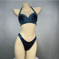 Bikinis sexy Costumes de samba Livraison gratuite Soutien-gorge et string couleur rose vif perlés à la main pour vêtements de performance EDC Rave Outfit