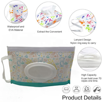 Sac à fermeture éclair réutilisable en EVA/PEVA au design de dessin animé pour lingettes humides et couches de voyage, avec rangement pour papier toilette à fermeture éclair en plastique