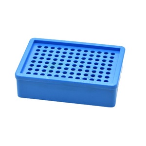 Estante para tubos de ensayo, caja de almacenamiento de laboratorio de plástico azul de 96 pozos para tubos de ensayo y tubos de centrífuga - Product Image 4