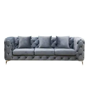 Großhandel Luxus italienische benutzer definierte 7-Sitzer Couch Lounge Suite Sofas Set Wohnzimmer Möbel Chesterfield Samt Schnitts ofa