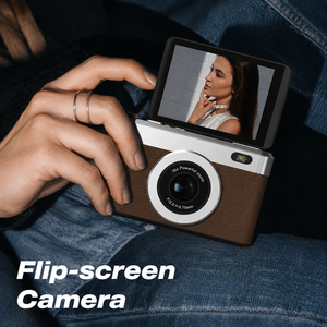 <span class=keywords><strong>Appareil</strong></span> <span class=keywords><strong>photo</strong></span> numérique portable vintage à écran rabattable avec vidéo 4K, zoom numérique 16x, mise au point automatique pour prendre des selfies - Product Image 1