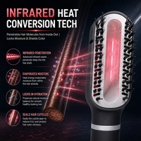 Sèche-cheveux brosse à air chaud infrarouge 1200W avec ions négatifs, affichage LED et contrôle de la température pour salon et usage domestique