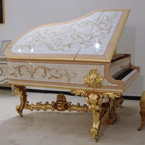 豪华意大利巴洛克风格实木雕花贝壳镶嵌88键钢琴
