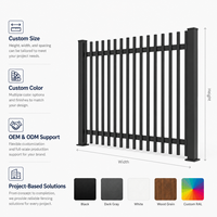 Clôture verticale en aluminium soudé noir durable 6063-T5, fabrication directe d'usine, clôture de sécurité extérieure personnalisée pour jardin