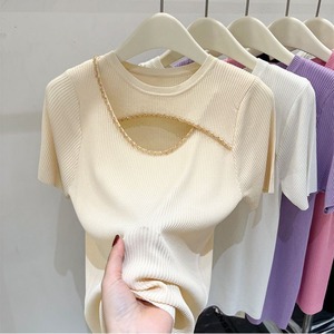 Nuove T-shirt da Donna alla Moda 2025, Economiche, con Collo Tondo, <span class=keywords><strong>Sexy</strong></span>, Traforate, Maniche Corte, Aderenti, <span class=keywords><strong>Top</strong></span> Base per Signore - Product Image 1