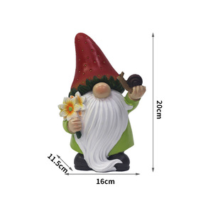 เครื่องประดับสวนรูปคนแคระหมวกแดง พลังงานแสงอาทิตย์ ทำจากเรซิ่น ตกแต่งภายนอกอาคาร มีไฟประดับ ตกแต่งสวนและลานบ้าน - Product Image 4