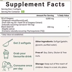 Huile de nigelle en gros, superaliment, 6000 mg, vitamines naturelles à base de plantes, 60 gélules molles, 100 % pur, améliore l'immunité, compléments énergétiques - Product Image 4