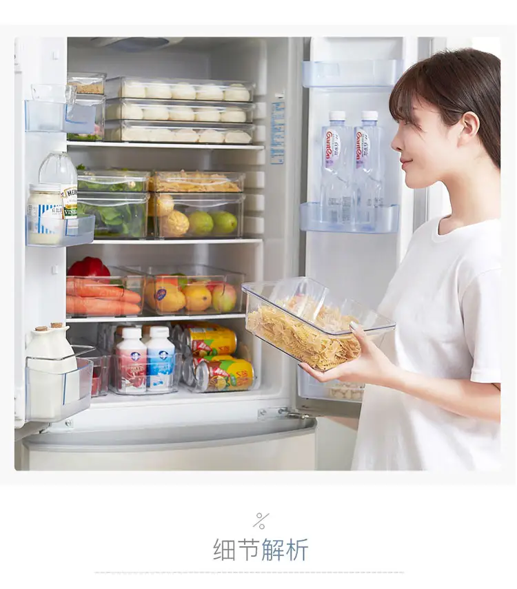 Choice Fun PET Transparent Refrigerator Fridge Fresh-keeping Food Storage Drain Box Storage organizer kitchen accessories