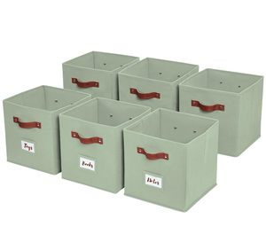 Có thể gập lại <span class=keywords><strong>PU</strong></span> xử lý không dệt vải kệ tủ quần áo đồ chơi quần áo Cube lưu trữ Thùng với nhãn chủ sở hữu hình dạng vuông - Product Image 1