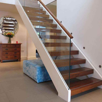 Escalier moderne en bois à poutre simple, sur mesure, de luxe, pour villas, intérieurs, escalier flottant sur mesure