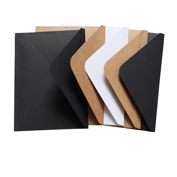 Classical White Black Kraft Blank Mini Paper Window EnvelopesビジネスEnvelopeカスタム印刷