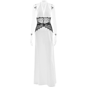 Vestido Largo de Noche Elegante de Seda Satinada con Cuello Halter y Cintura Ajustada, Estilo Europeo Americano, Exportación Verano 2025 - Product Image 5