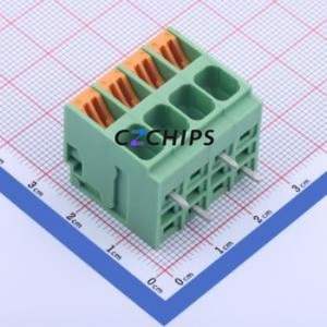 KF207RB-6.35-4P Spring Terminal Block Bent Lead Through Hole,P=6.35mm Connector 1x4P 6.35mm Green 4P - Product Image 1