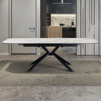 Usine chinoise vend personnalisé moderne lumière luxe pieds en métal en céramique table de table en verre trempé meubles de salle à manger table pliable
