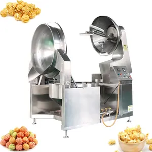 Mélangeur de cuisson planétaire à gaz de grande capacité Machine de fabrication de pop-corn au caramel commerciale entièrement automatique