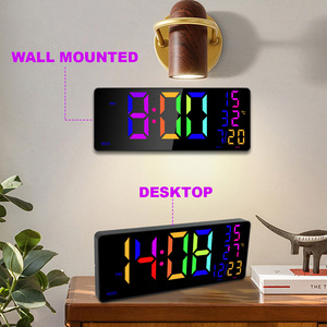 Quy mô lớn RGB LED ma thuật màu Đồng hồ treo tường đa chức năng báo thức thời gian đếm ngược hiển thị vật liệu nhựa cho phòng khách - Product Image 6
