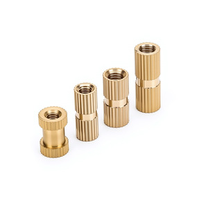 Tuerca de inserción de cobre de doble paso Ff M6 19.1 mm redonda moleteada métrica GB809 acabado natural - Product Image 3