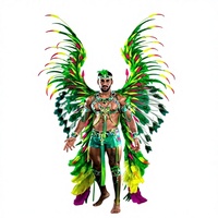 Conjunto de Disfraz de Samba para Hombre, Profesional, con Plumas Verdes Grandes, Alas de Pavo Real, para Actuaciones en Escenario y Desfiles