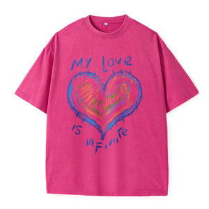 <span class=keywords><strong>T</strong></span>-<span class=keywords><strong>Shirt</strong></span> Girocollo Beige con Stampa 'My Love Is Infinite' per Uso Quotidiano e Occasioni Romantiche - Product Image 3