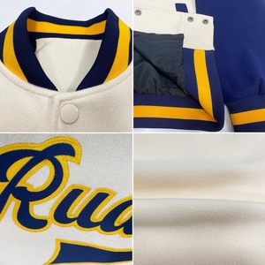 Custom Cream Baseball <b>Jacket</b> Personalized Varsity Letterman <b>Jacket</b> Stitched Name Number Unisex Adult Autumn Preppy Style - Product Image 5