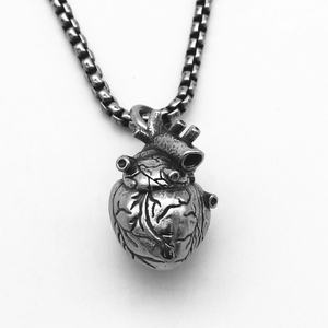 Collier Pendentif Cœur Battant Vintage en Acier Inoxydable 316, Bijoux pour Hommes en Acier Titane Tendance - Product Image 2