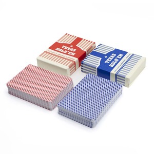 Hot Sale factory Price In Stock Double Deck Playing Cards Poker Blue   Red Color Texas Hold'em Plastic Playing Poker Card