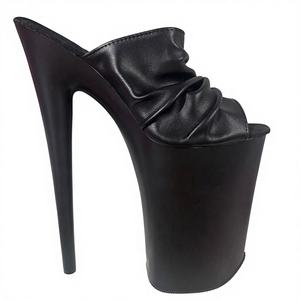 Rncksi Scarpe con Tacco Alto 23cm e Plateau 13cm, Slip-On, Punta Aperta, Impermeabili, Invernali/Autunnali, con Fascia Larga Arricciata, per Aumentare l'Altezza - Product Image 5