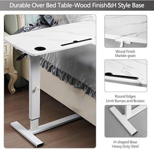 Trắng overbed bảng bệnh viện sử dụng nhà khí nén giường có thể điều chỉnh ẩn bánh xe cổng USB di động máy tính xách tay Khay điều trị Nguồn cung cấp - Product Image 4