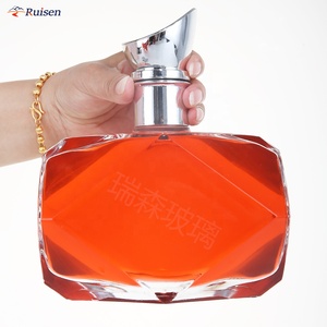 Bouteille en verre transparente personnalisée par le fabricant, 500 ml, bouteille en verre carrée pour l'aromathérapie, pour la vodka, le whisky, le brandy, le rhum, la <span class=keywords><strong>tequila</strong></span> - Product Image 1