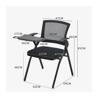 Chaise de bureau de salle de classe noire populaire en gros avec tableau d'écriture pour salle d'examen et laboratoire de codage