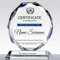 Gravure Laser personnalisée récompenses d'entreprise trophée en verre cristal récompense trophée en verre cristal