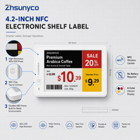 Etiqueta de Precio Digital Ultra Delgada, Etiqueta Electrónica NFC para Estantes de 4.2 Pulgadas con Sistema RF, Imán ABS para Tiendas Minoristas Zhsunyco