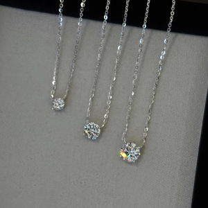 Collana Scintillante di Grado Diamante in Argento <span class=keywords><strong>925</strong></span> Placcato <span class=keywords><strong>Oro</strong></span> Bianco con Simulante di Carbonio ad Alta Purezza, Opzioni di Dimensione da 3 <span class=keywords><strong>Carati</strong></span>, Gioiello di Lusso - Product Image 1