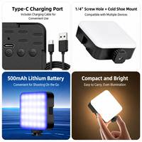 Mini Lampe Vidéo LED RGB, Lumière d'Appoint de Poche Rechargeable 2700K-6500K avec Griffe Porte-Accessoire pour Appareil Photo, Téléphone, Selfie et Vlogging