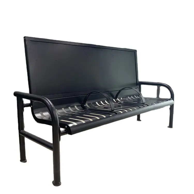 Factory wholesale 3 Seater Steel Leisure Long Chair Outdoor Garden Advertising Bench Patio Street furniture