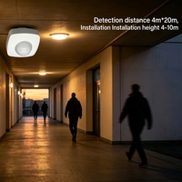 Detektor Gerak PIR SanJin untuk Plafon SENSOR TERPASANG DI PLAFON 110-240V AC 360 Derajat Sudut Pandang Jangkauan 4m X 20m 2000W Lampu Pijar/1000W LED
