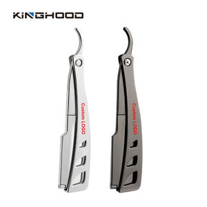 उच्च गुणवत्ता वाले चेहरे फोल्डेबल धातु कट गले चाकू स्टेनलेस स्टील ब्लेड सीधे बार्बर रेजर - Product Image 1