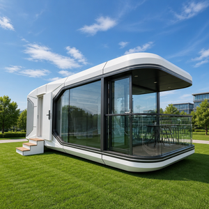 Capsule spatiale préfabriquée de 20 pieds, style Mid-Century Modern, en alliage d'aluminium, mobile et modulaire, pour usage comme mini-maison, bureau de jardin, chambre à coucher ou chambre d'hôtes - Product Image 2