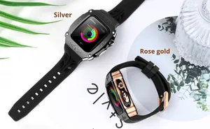 Boîtier de Modification de luxe bracelet de montre intégré pour <span class=keywords><strong>Apple</strong></span> <span class=keywords><strong>Watch</strong></span> 44mm 45mm série 9 <span class=keywords><strong>8</strong></span> 7 étui de protection en métal pare-chocs - Product Image 3